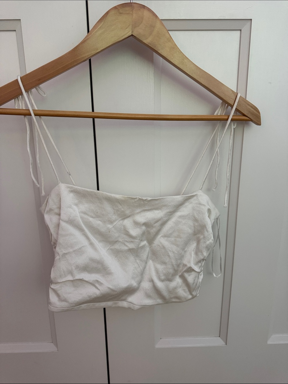 Zara White Tie-Strap Cropped Camisole